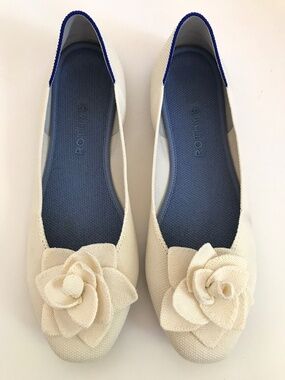 ROTHY’S The Petal Square Flats in Cream Ballet Floral Women Size 10